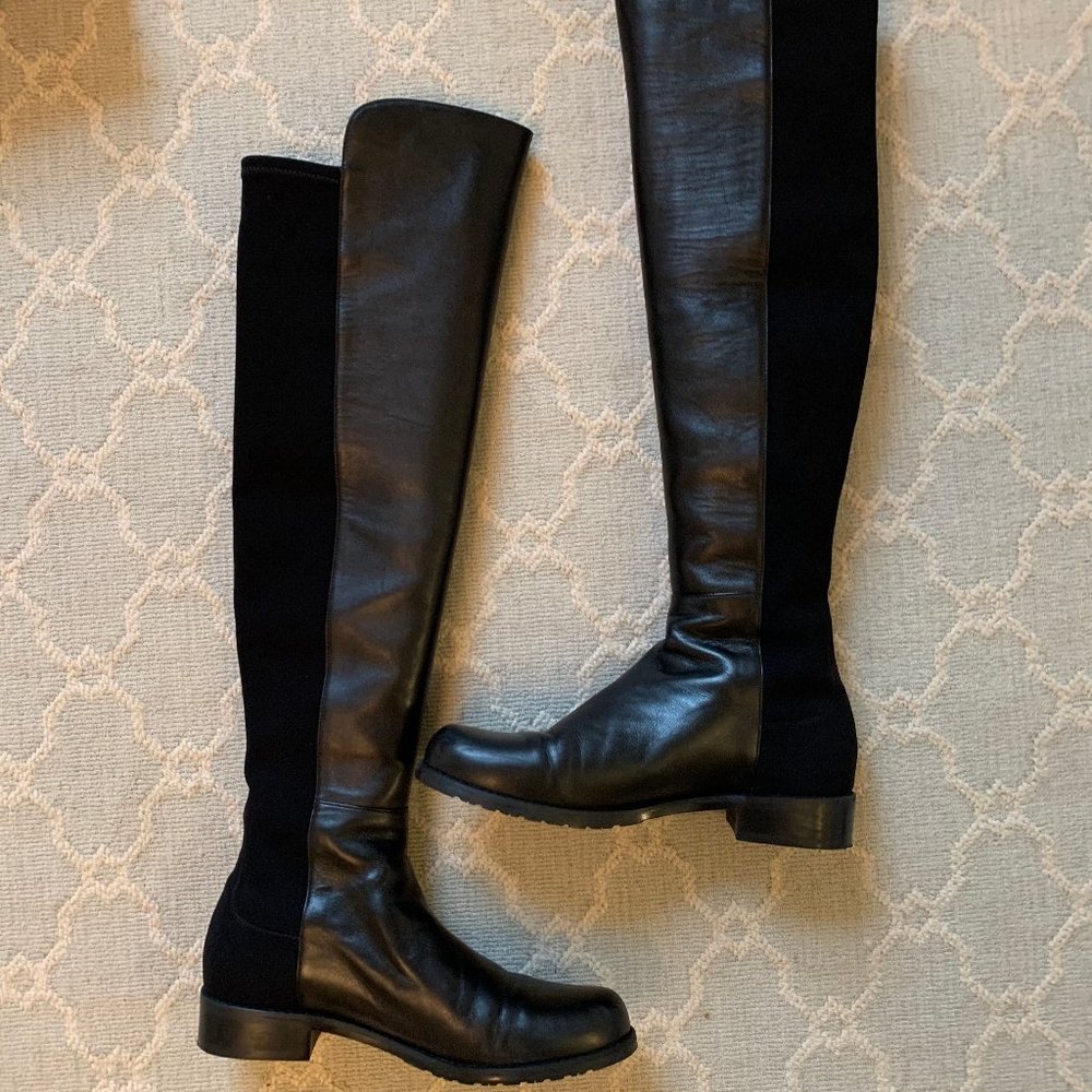 Stuart Weitzman 5050 Knee High Boots in Black Leat